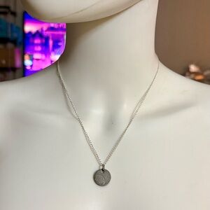 Coach Rustic Silver-tone Coin Pendant .925 Sterling Silver Necklace